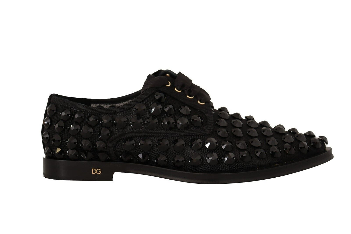 Dolce & Gabbana Elegant Gros Grain Lace-Up Jeweled Flats - EU39/US8.5