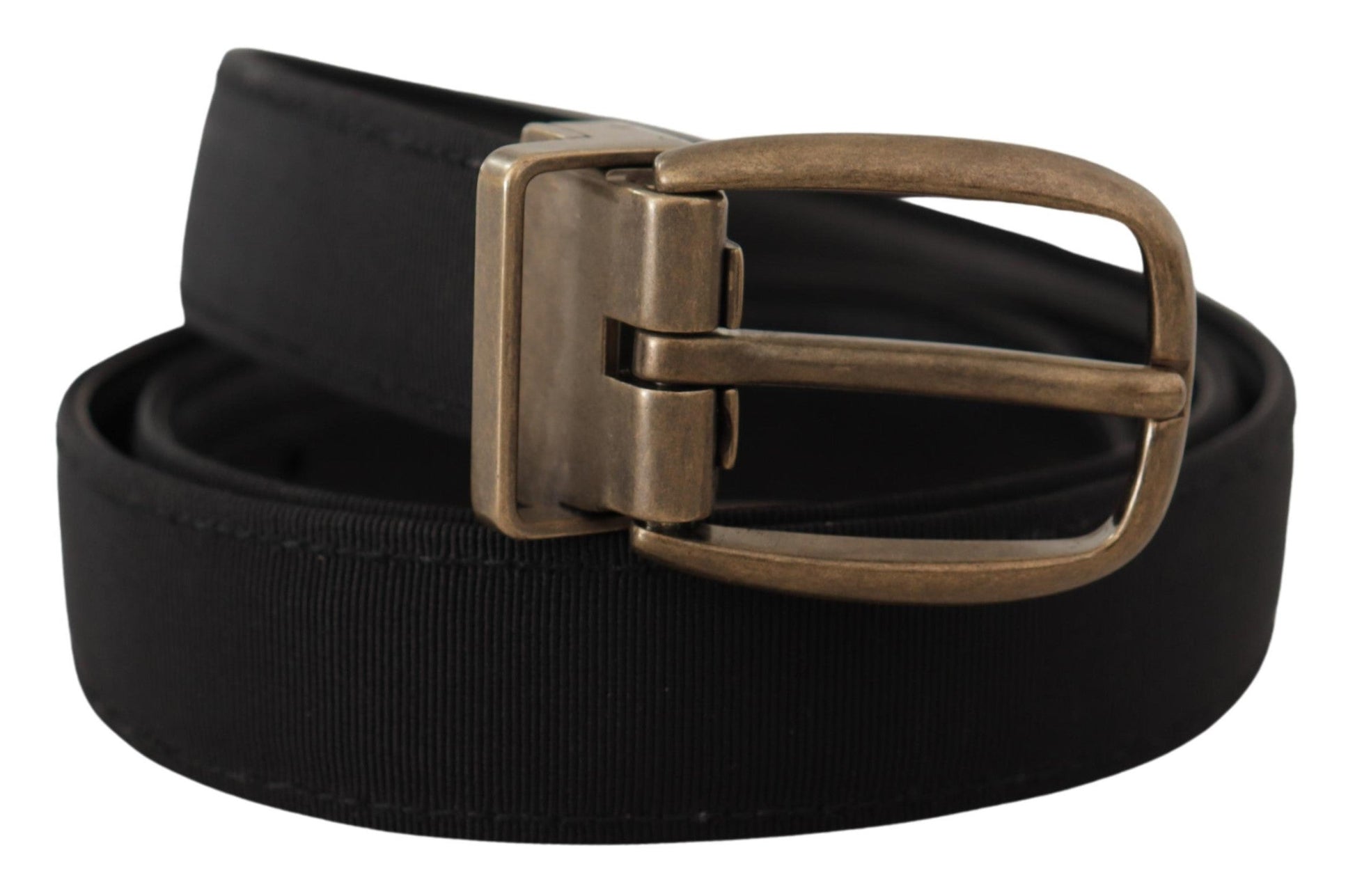 Dolce & Gabbana Elegant Grosgrain Leather Belt - Black - 80 cm / 32 Inches