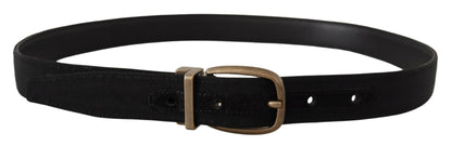 Dolce & Gabbana Elegant Grosgrain Leather Belt - Black - 80 cm / 32 Inches