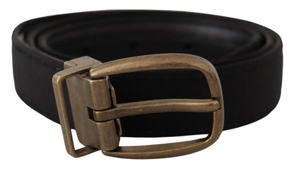 Dolce & Gabbana Elegant Grosgrain Leather Belt - Black - 80 cm / 32 Inches