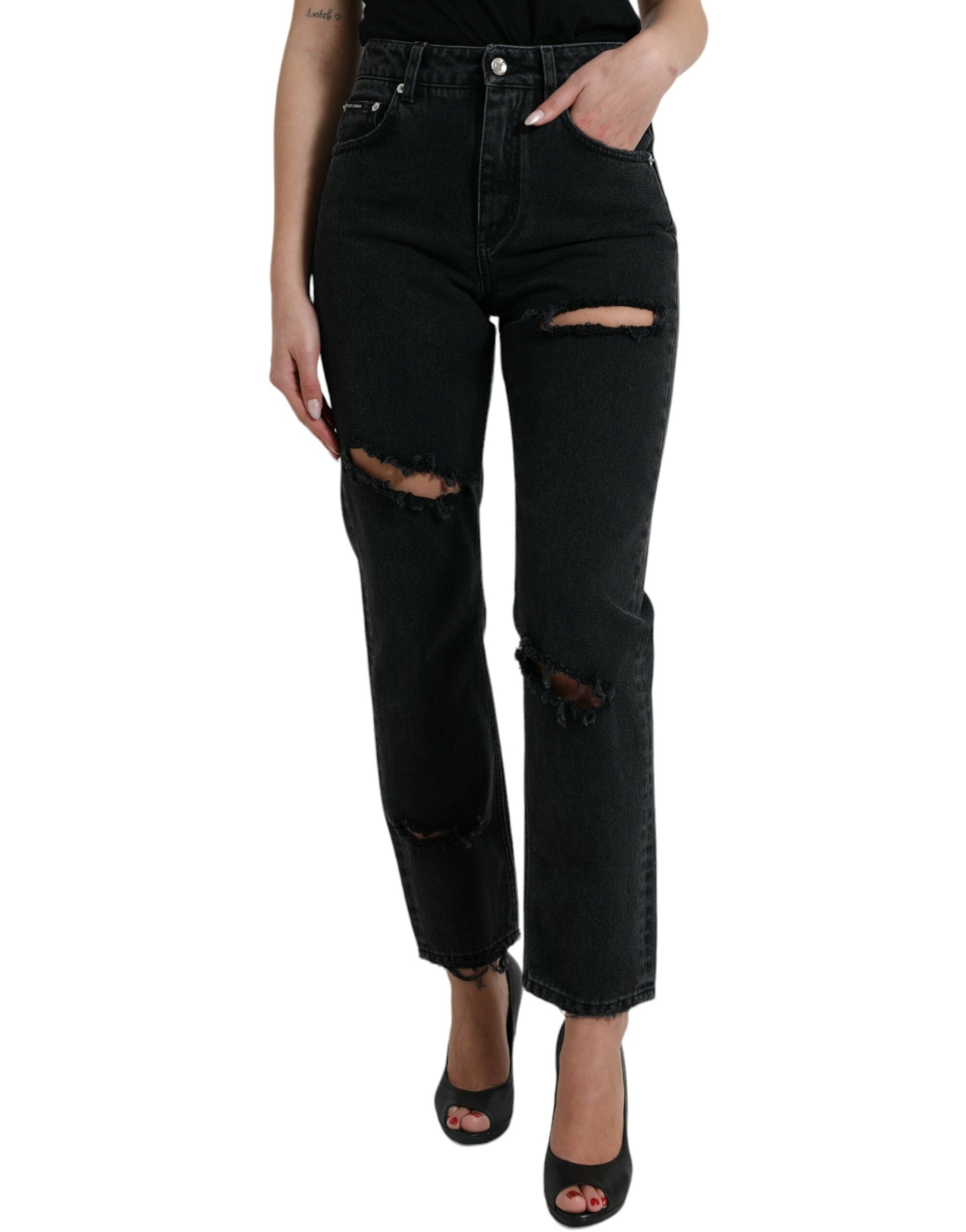 Dolce & Gabbana Elegant High-Waist Black Stretch Jeans - IT40|S