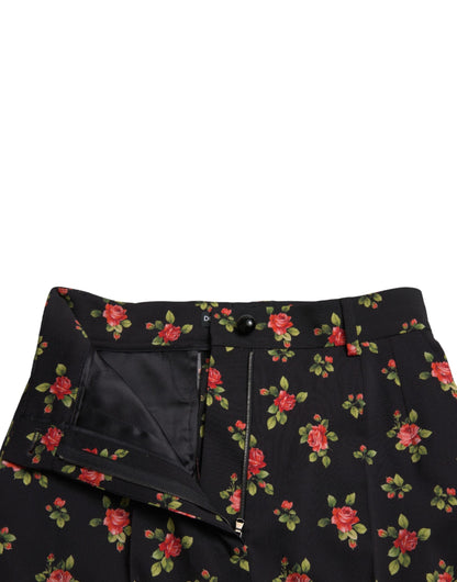 Dolce & Gabbana Elegant High-Waist Floral Tapered Pants - IT40|S