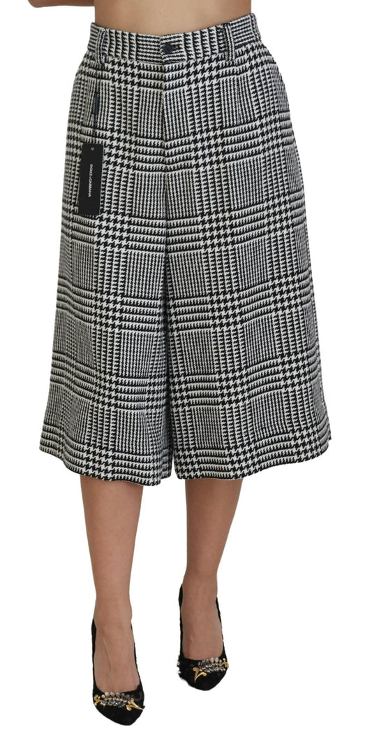 Dolce & Gabbana Elegant High Waist Plaid Midi Pants - IT48 | XL