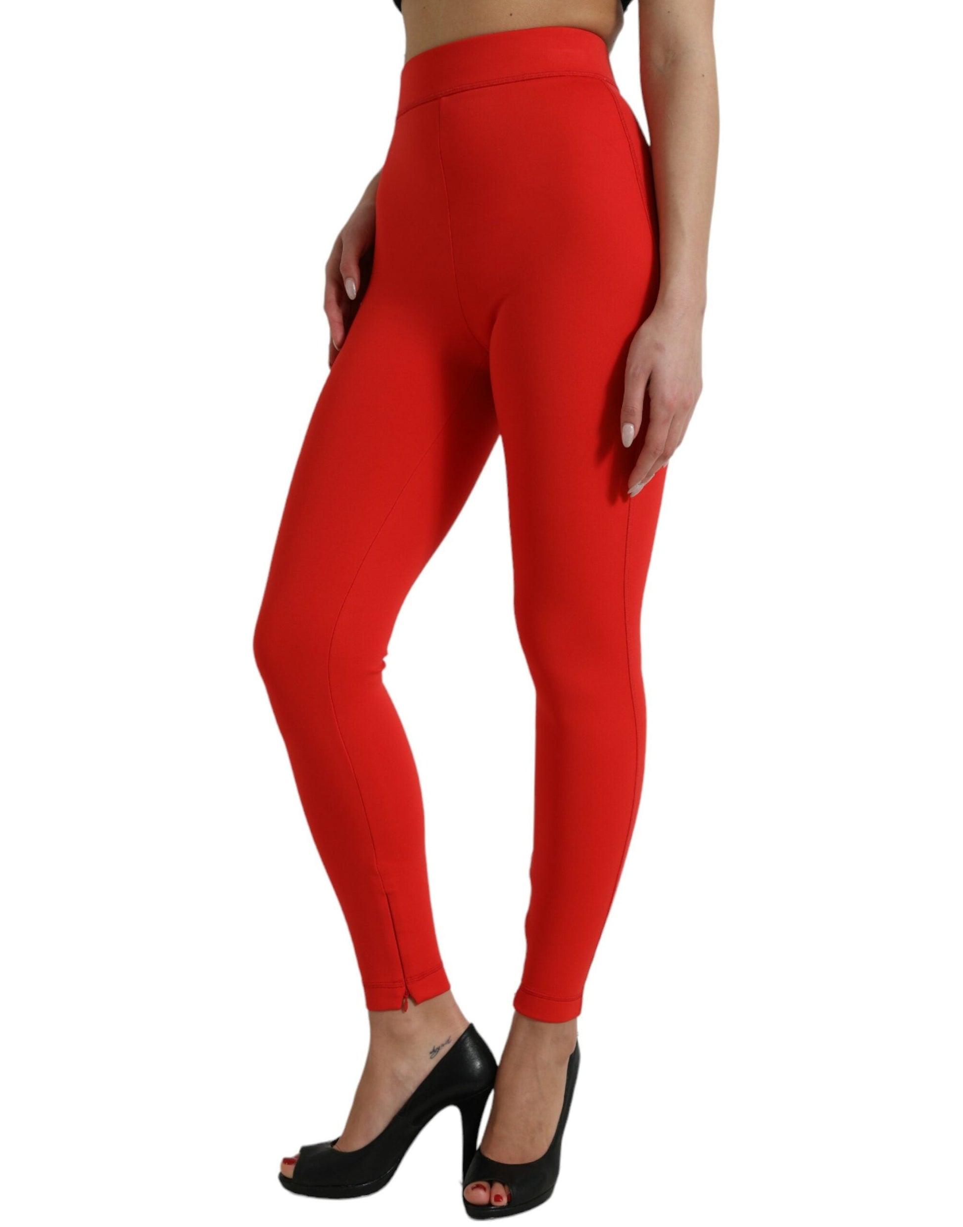 Dolce & Gabbana Elegant High Waist Red Leggings - IT40|S