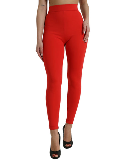 Dolce & Gabbana Elegant High Waist Red Leggings - IT40|S