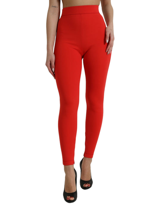 Dolce & Gabbana Elegant High Waist Red Leggings - IT40|S