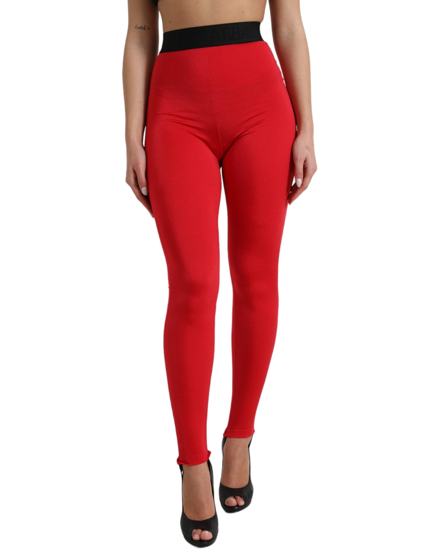 Dolce & Gabbana Elegant High Waist Red Leggings - IT40|S