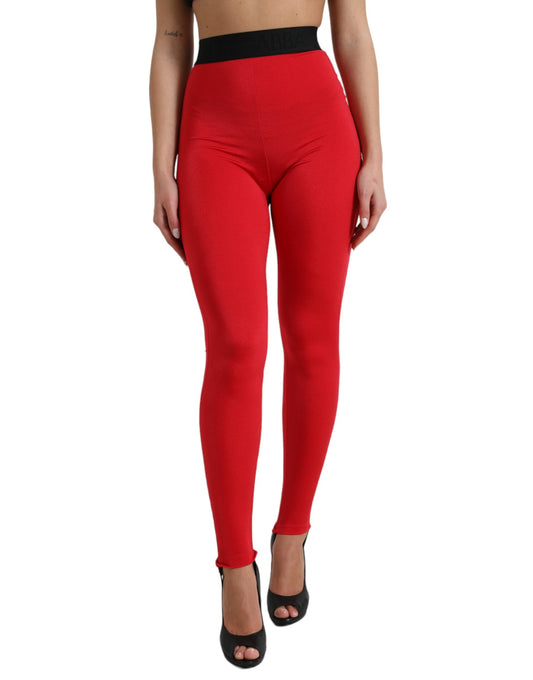 Dolce & Gabbana Elegant High Waist Red Leggings - IT40|S