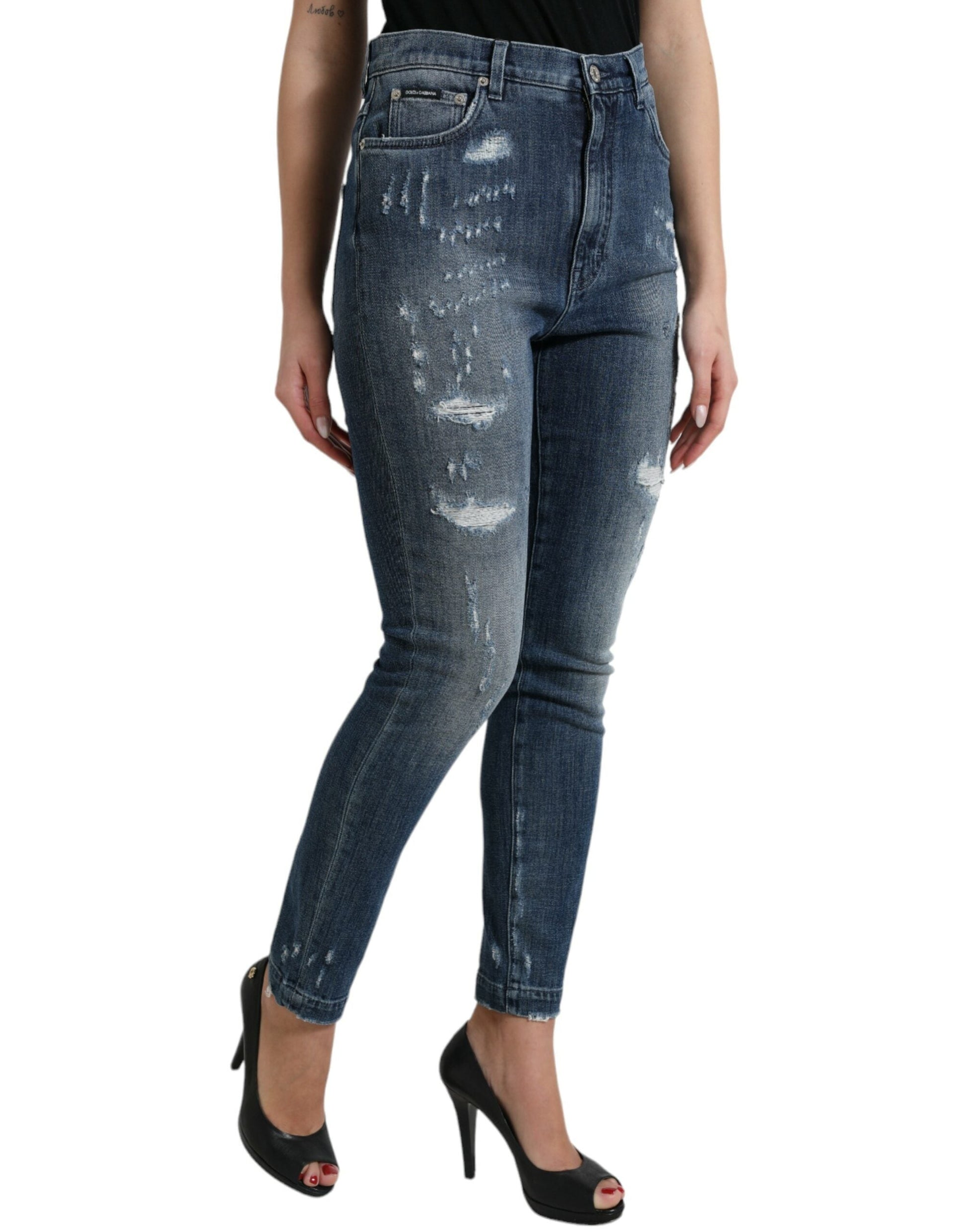 Dolce & Gabbana Elegant High Waist Stretch Denim Jeans - IT40|S