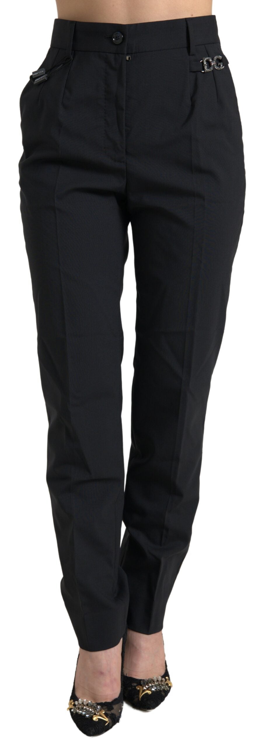 Dolce & Gabbana Elegant High-Waist Tapered Wool Pants - IT38 | XS