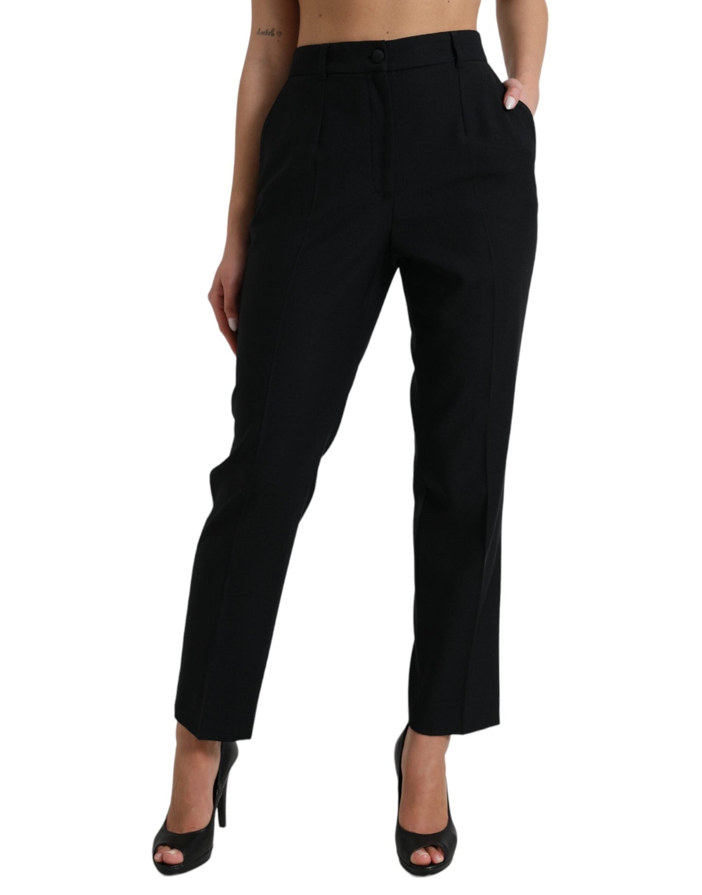 Dolce & Gabbana Elegant High Waist Wool Pants - IT46|XL