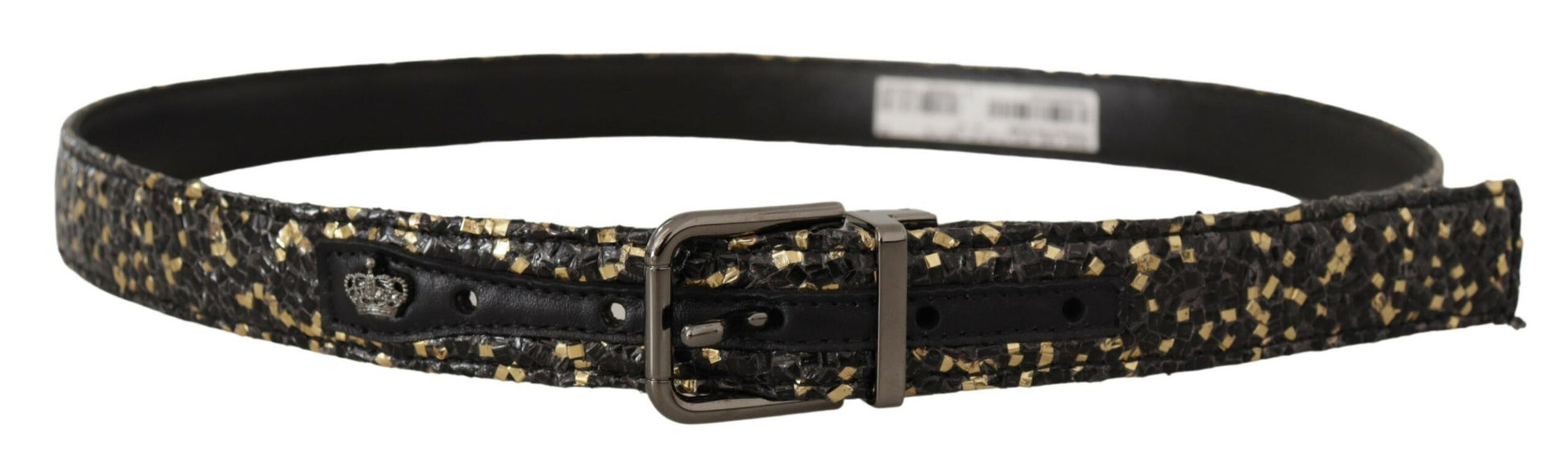 Dolce & Gabbana Elegant Italian Leather Belt with Crown Detail - 90 cm / 36 Inches