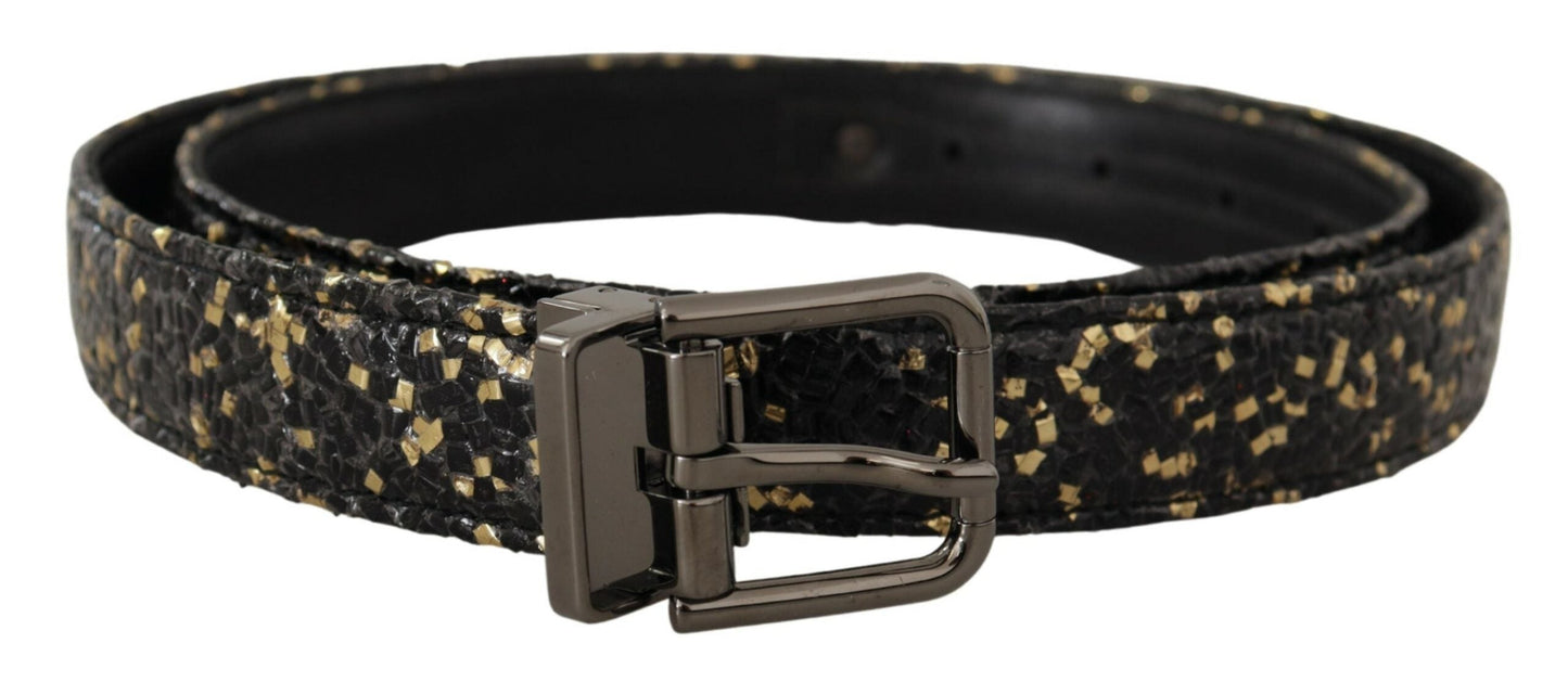 Dolce & Gabbana Elegant Italian Leather Belt with Crown Detail - 90 cm / 36 Inches