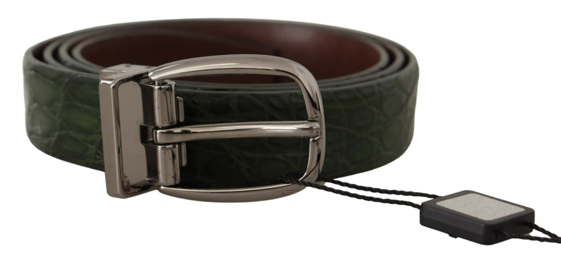 Dolce & Gabbana Elegant Italian Leather Crocodile Belt - 95 cm / 38 Inches