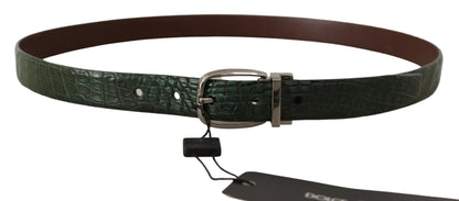 Dolce & Gabbana Elegant Italian Leather Crocodile Belt - 95 cm / 38 Inches