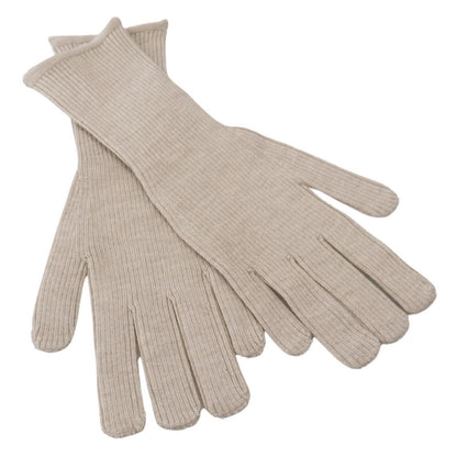 Dolce & Gabbana Elegant Ivory Cashmere-Silk Blend Gloves - 9|M