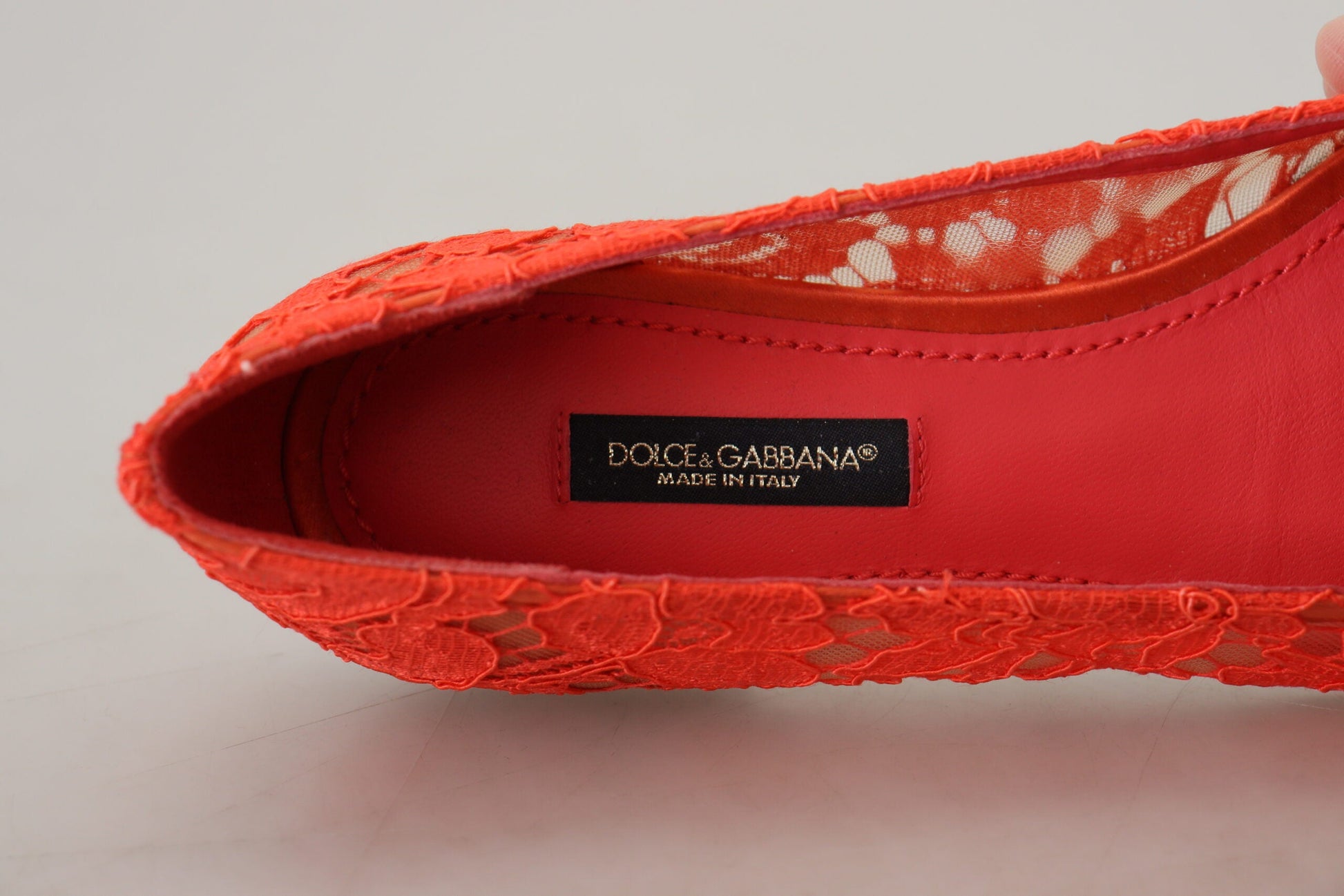 Dolce & Gabbana Elegant Lace Vally Flats in Coral Red - EU35/US4.5