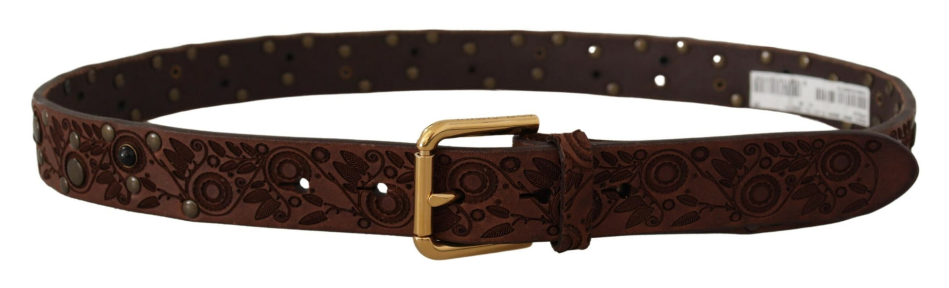 Dolce & Gabbana Elegant Leather Belt with Engraved Buckle - 85 cm / 34 Inches