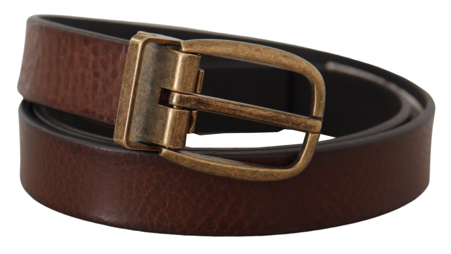 Dolce & Gabbana Elegant Leather Belt with Metal Buckle - 80 cm / 32 Inches