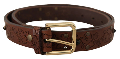 Dolce & Gabbana Elegant Leather Belt with Metal Buckle - 85 cm / 34 Inches