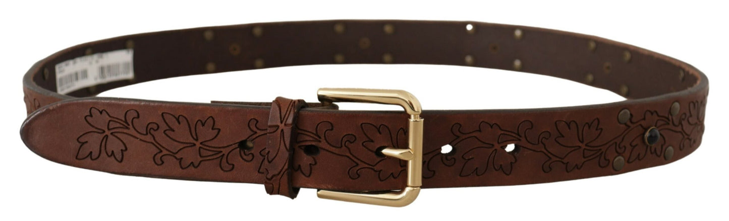 Dolce & Gabbana Elegant Leather Belt with Metal Buckle - 85 cm / 34 Inches