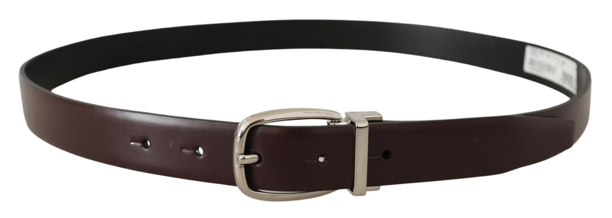 Dolce & Gabbana Elegant Leather Belt with Silver Metal Buckle - 90 cm / 36 Inches