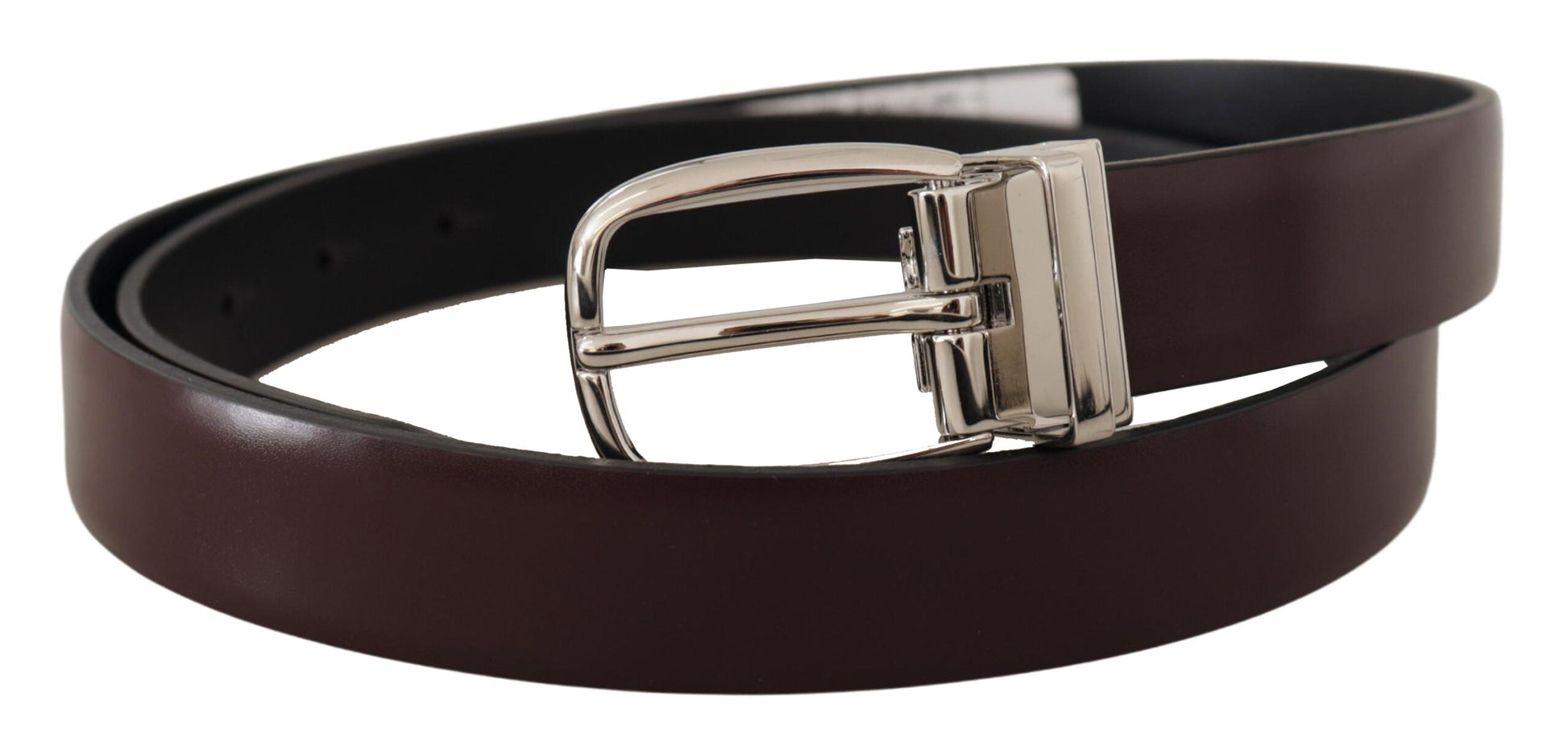 Dolce & Gabbana Elegant Leather Belt with Silver Metal Buckle - 90 cm / 36 Inches