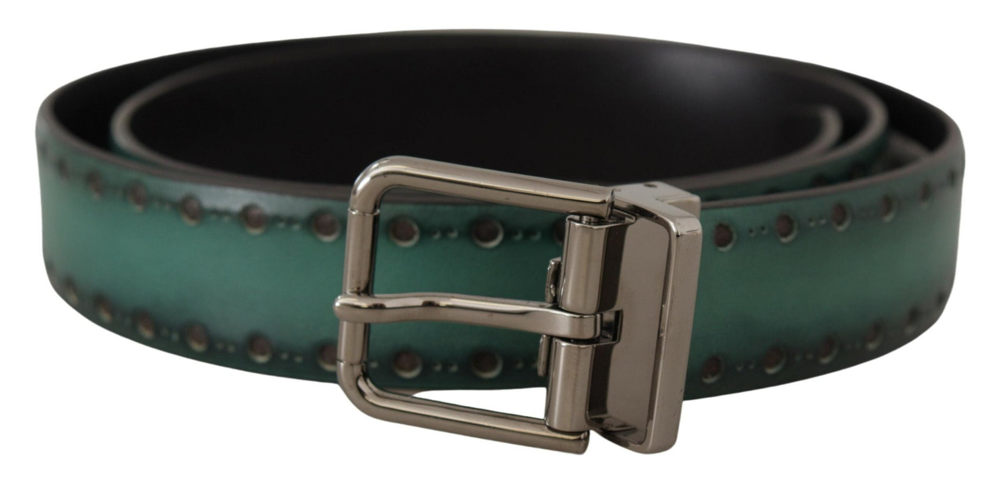 Dolce & Gabbana Elegant Leather Belt with Silver Tone Buckle - 90 cm / 36 Inches