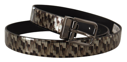 Dolce & Gabbana Elegant Leather Silver Buckle Belt - 90 cm / 36 Inches