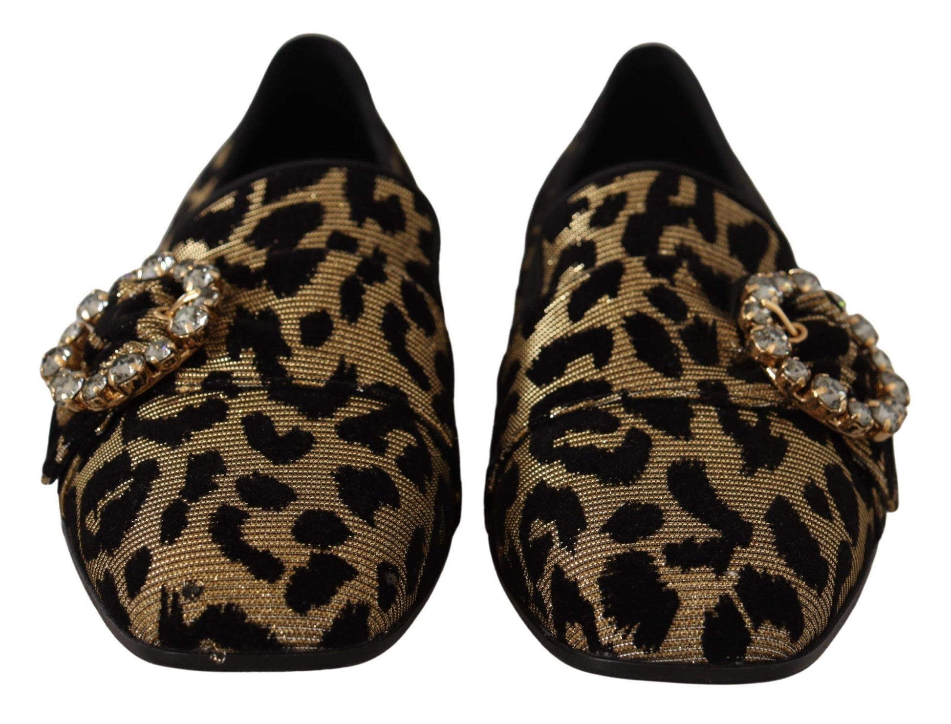 Dolce & Gabbana Elegant Leopard Crystal Gem Loafers - EU36.5/US6