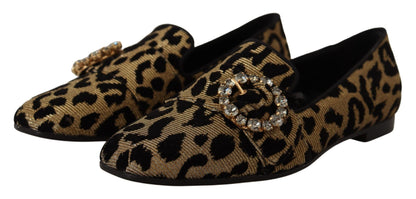 Dolce & Gabbana Elegant Leopard Crystal Gem Loafers - EU36.5/US6