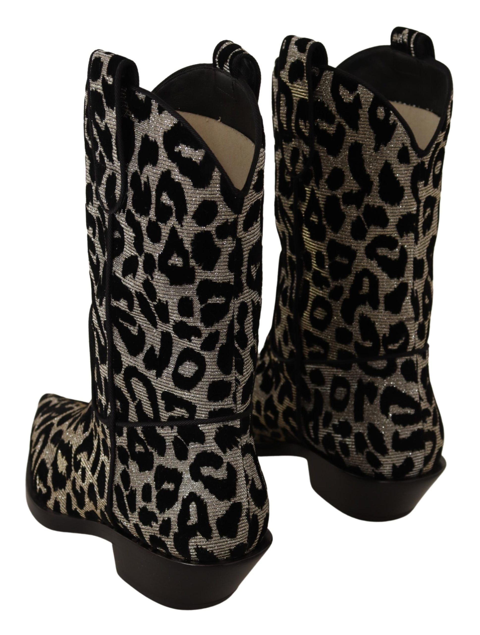 Dolce & Gabbana Elegant Leopard Print Mid Calf Boots - EU37/US6.5