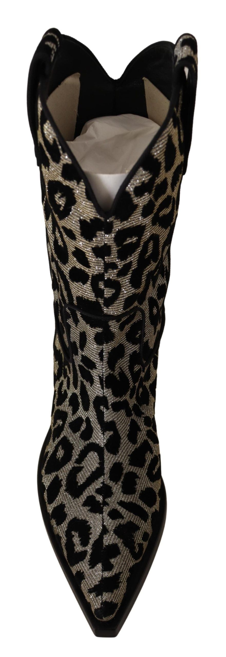 Dolce & Gabbana Elegant Leopard Print Mid Calf Boots - EU37/US6.5