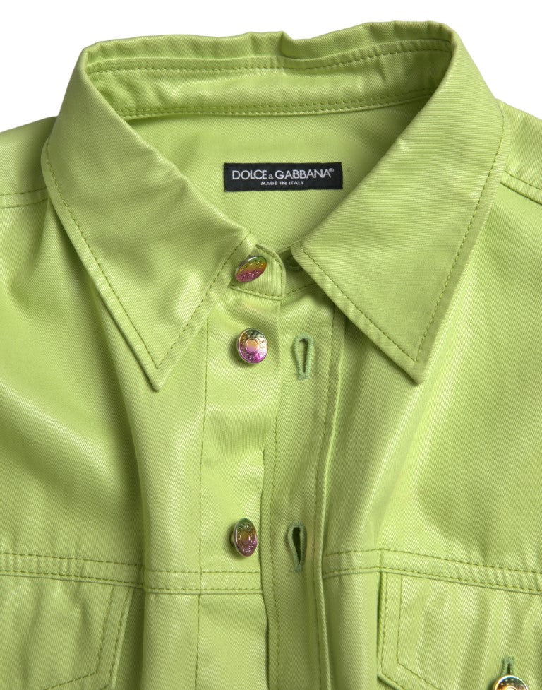 Dolce & Gabbana Elegant Light Green Cotton Button Down Shirt - IT41 | L