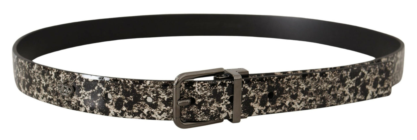 Dolce & Gabbana Elegant Marble Print Leather Belt - 90 cm / 36 Inches