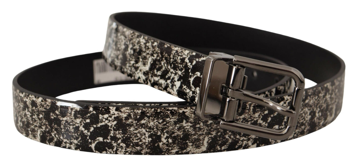 Dolce & Gabbana Elegant Marble Print Leather Belt - 90 cm / 36 Inches