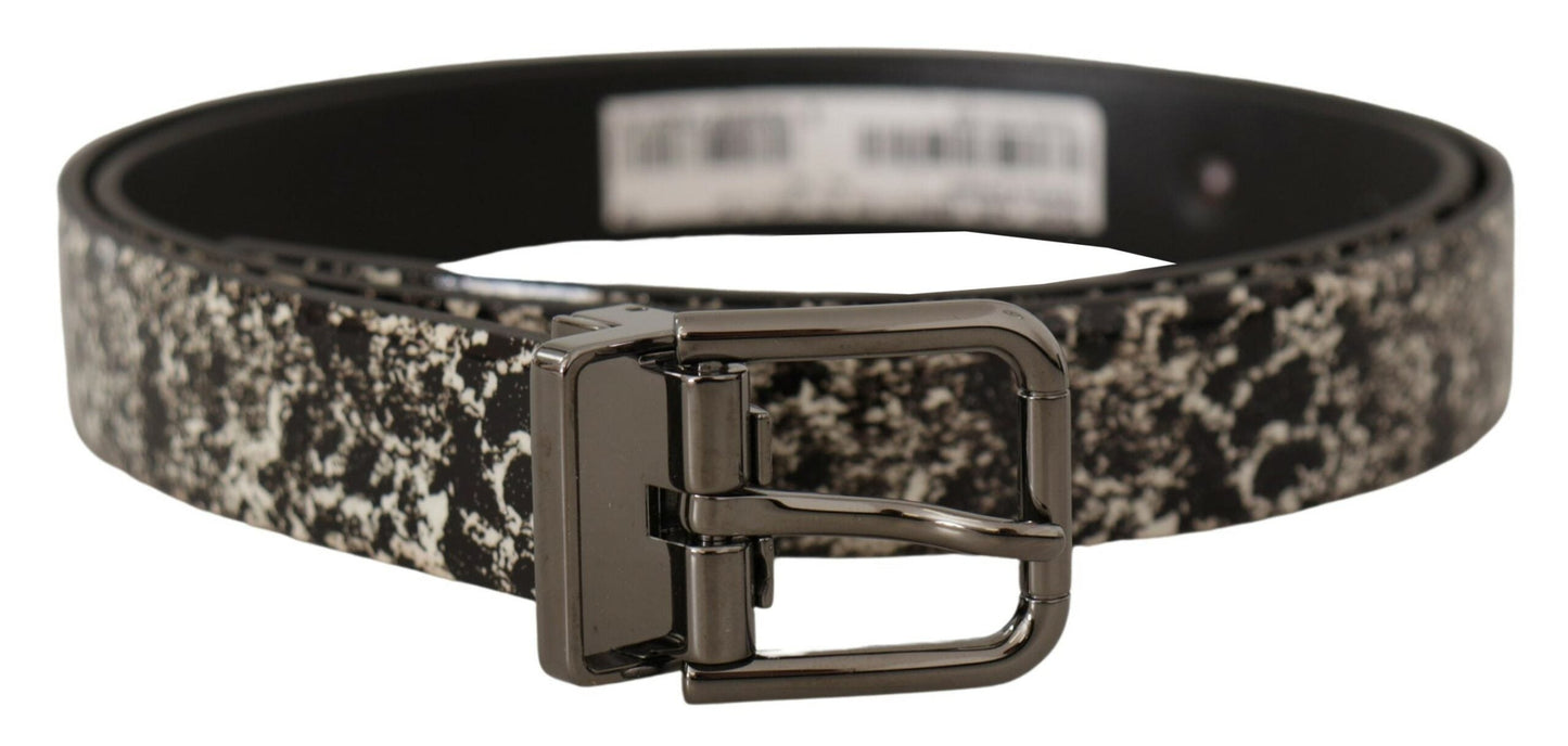 Dolce & Gabbana Elegant Marble Print Leather Belt - 90 cm / 36 Inches