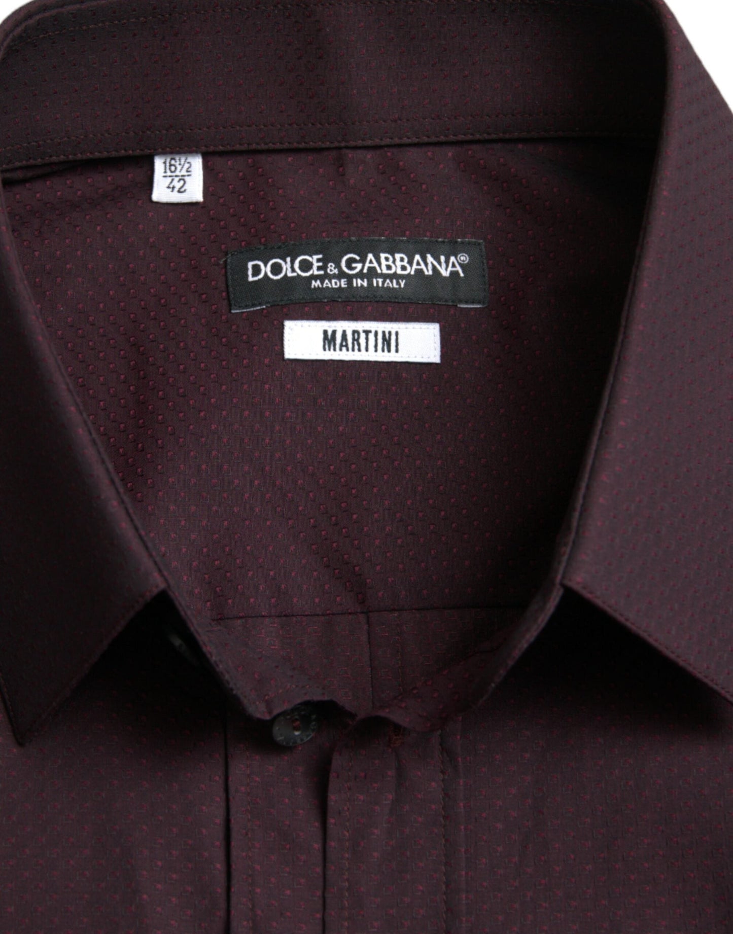 Dolce & Gabbana Elegant Maroon Martini Dress Shirt - IT42 | XL