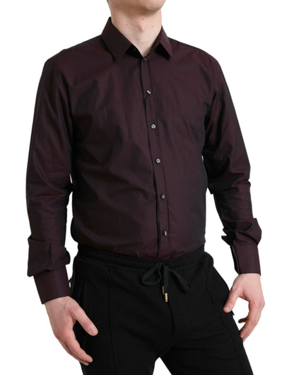 Dolce & Gabbana Elegant Maroon Martini Dress Shirt - IT42 | XL