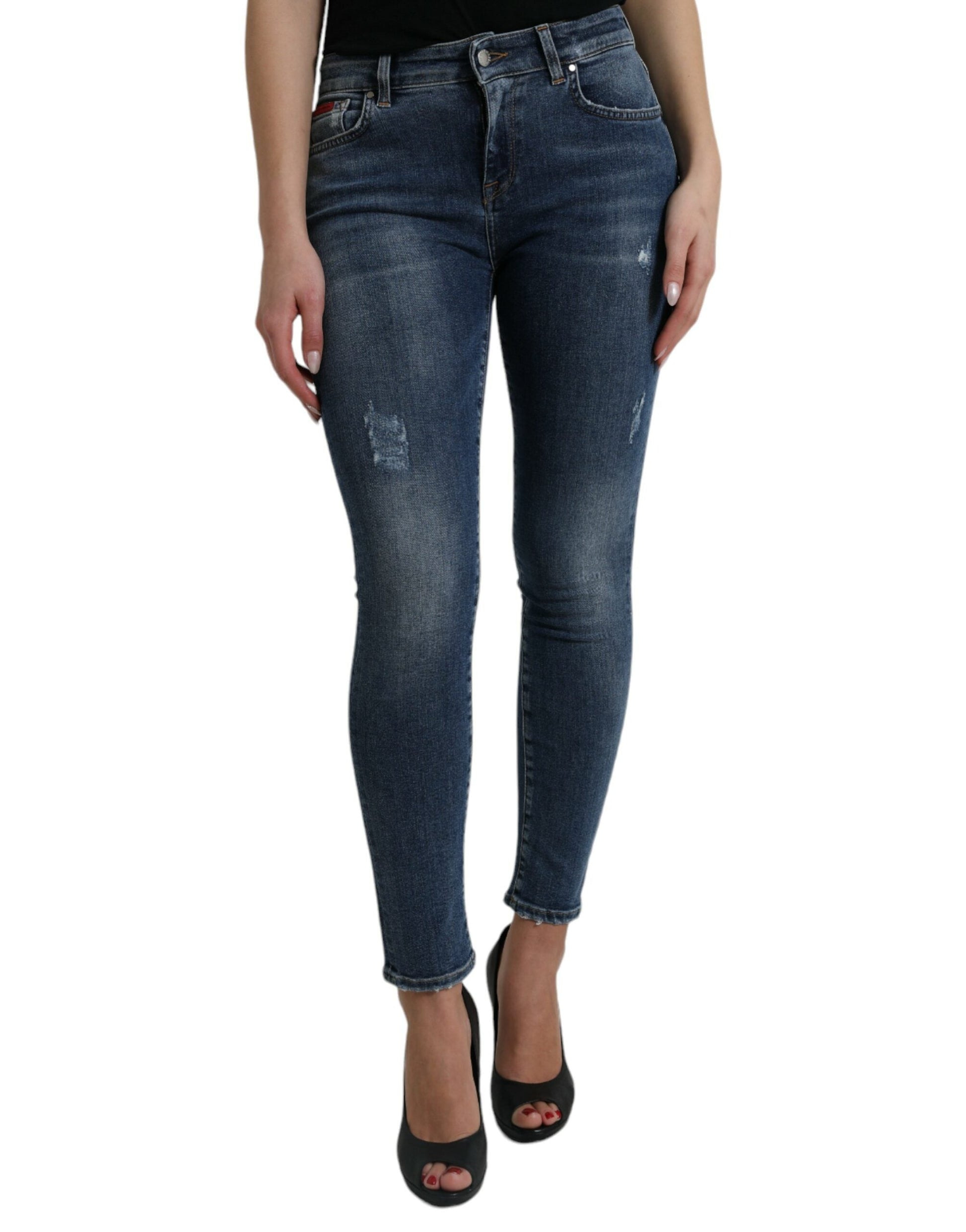 Dolce & Gabbana Elegant Mid Waist Stretch Jeans in Blue - IT40|S