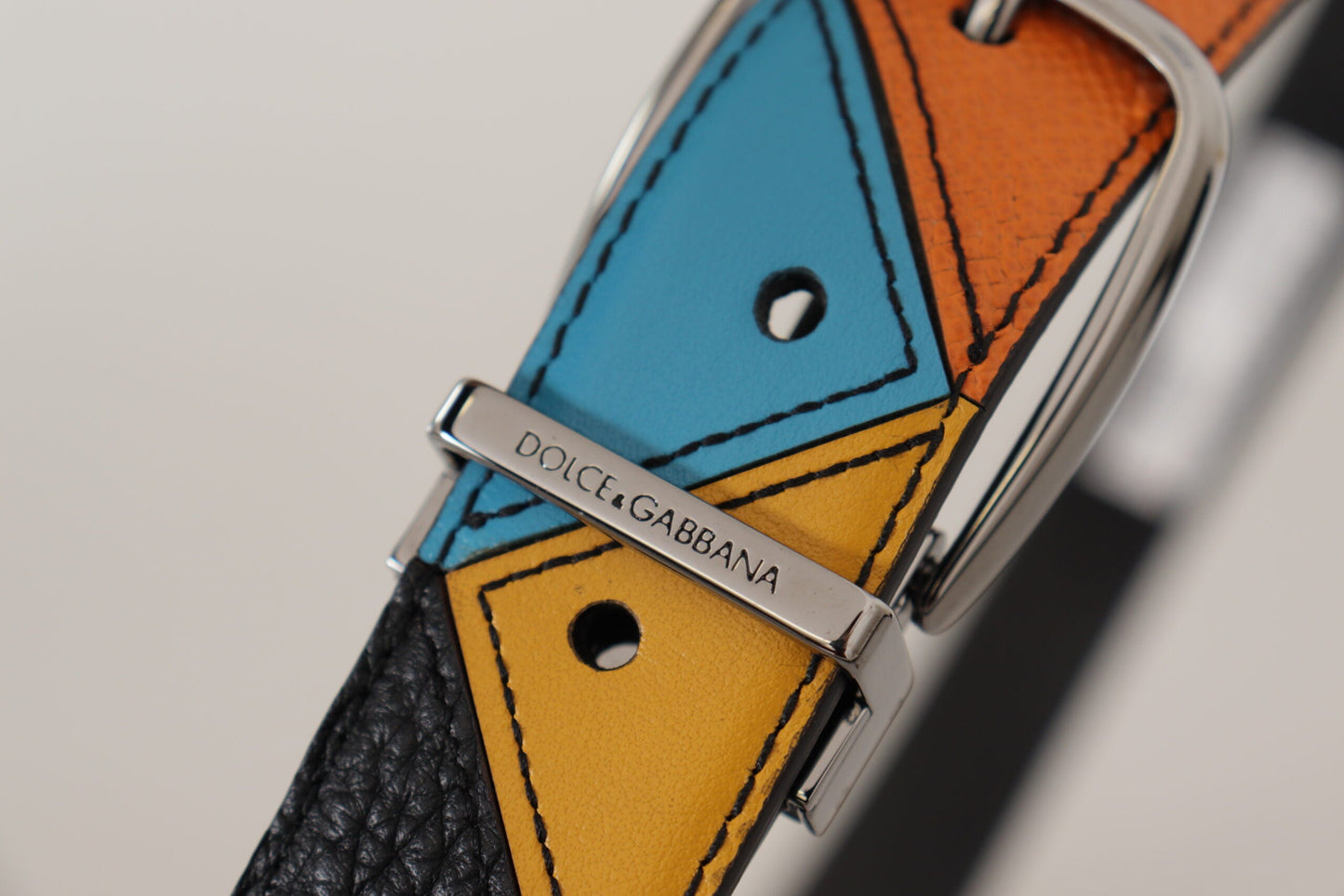 Dolce & Gabbana Elegant Multicolor Leather Belt with Silver Buckle - 90 cm / 36 Inches