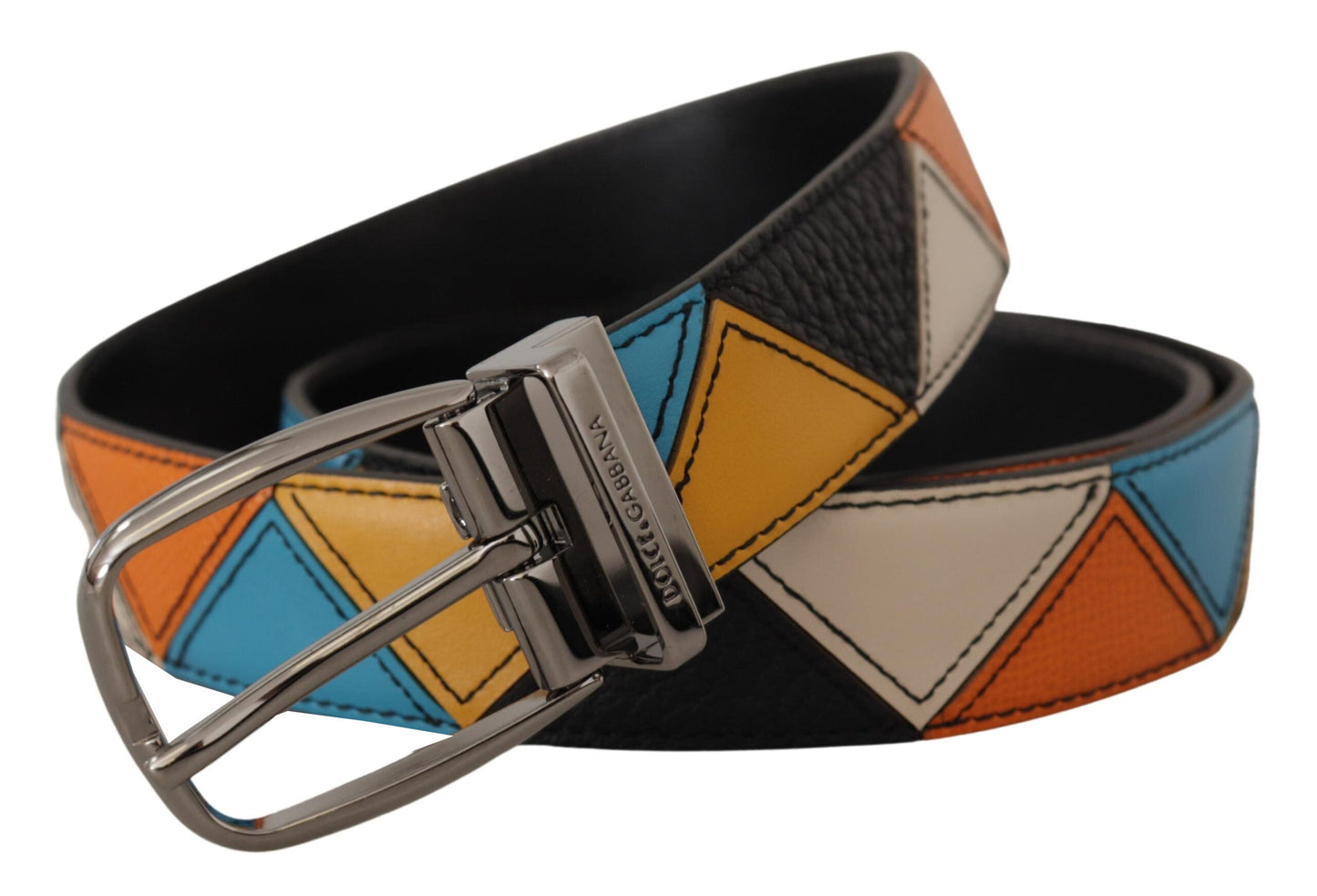 Dolce & Gabbana Elegant Multicolor Leather Belt with Silver Buckle - 90 cm / 36 Inches