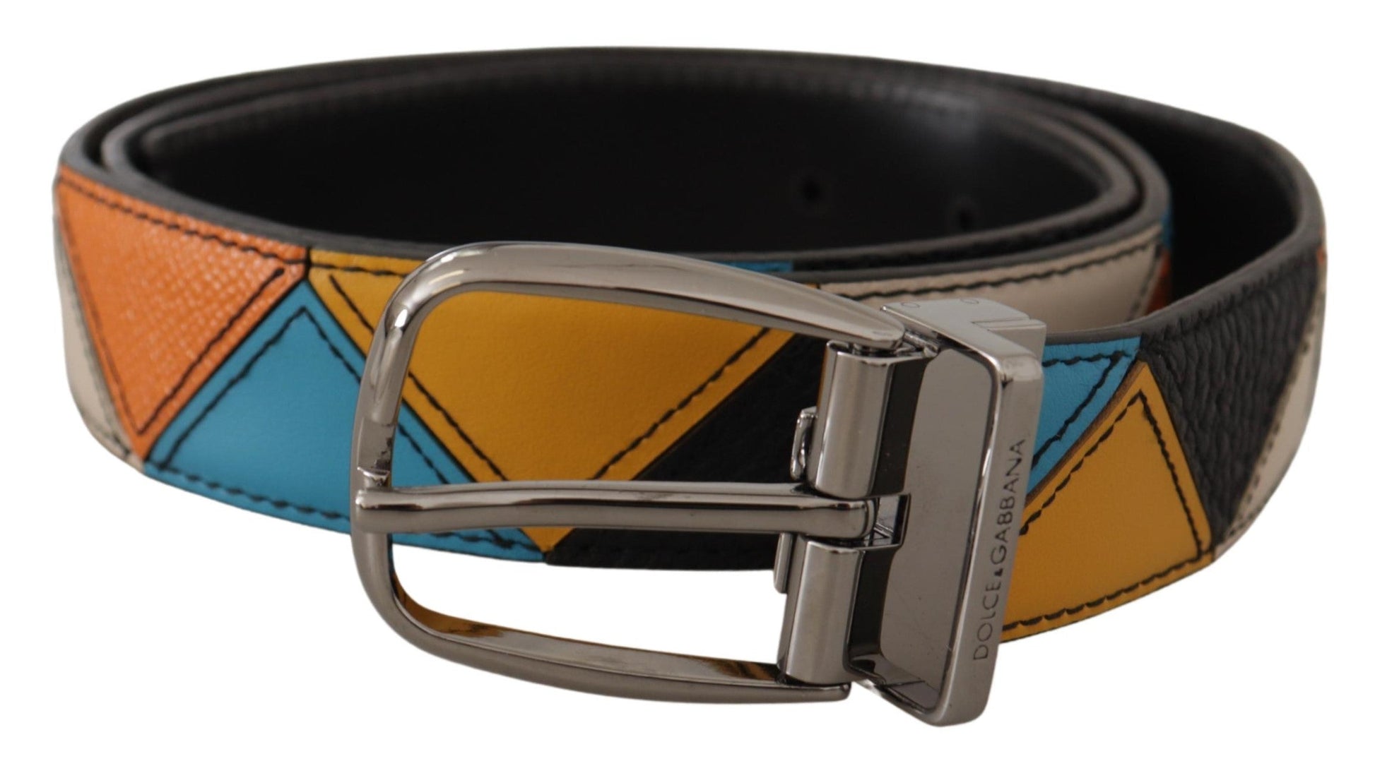 Dolce & Gabbana Elegant Multicolor Leather Belt with Silver Buckle - 90 cm / 36 Inches