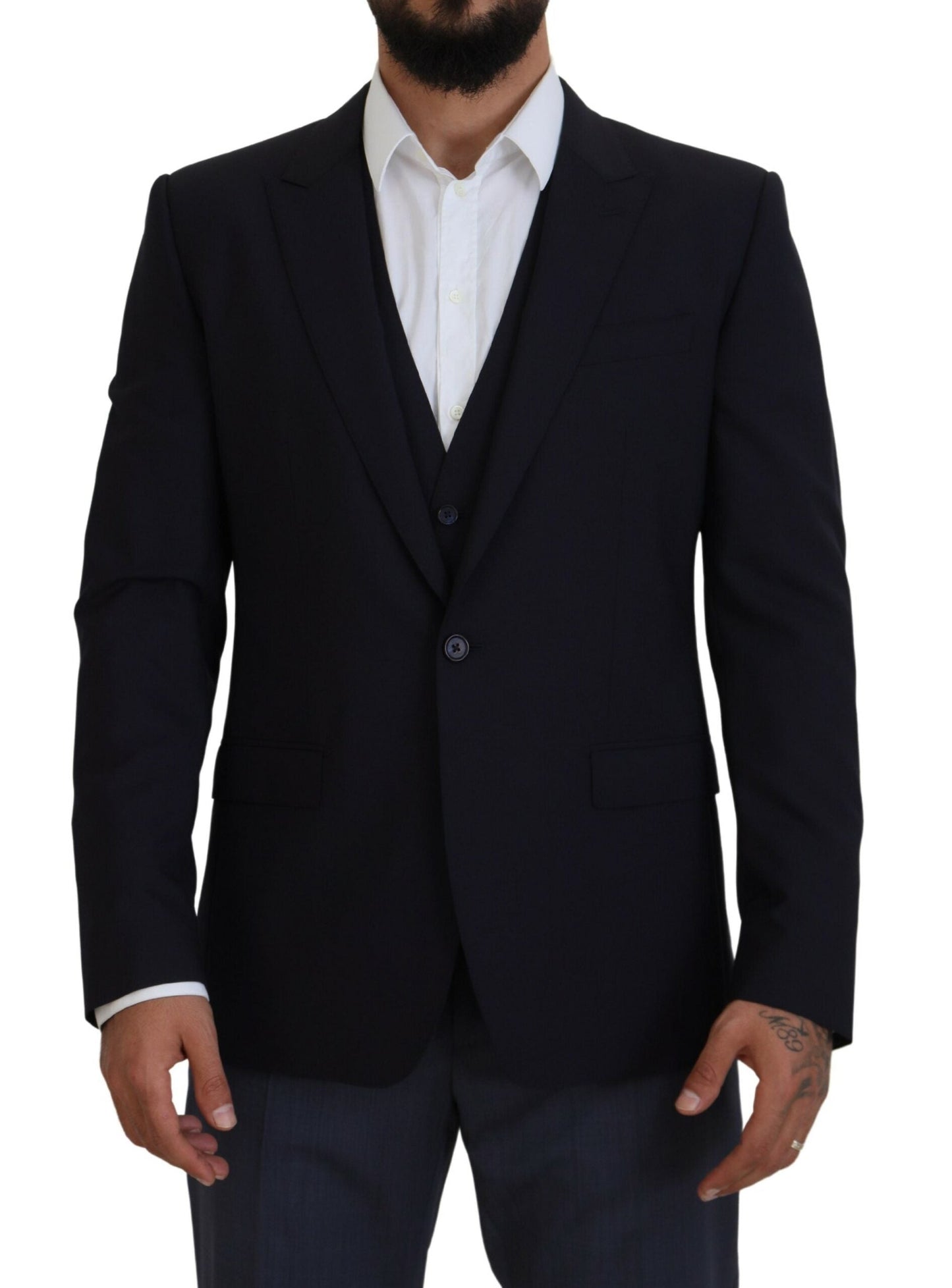 Dolce & Gabbana Elegant Navy Wool Blend Martini Blazer - IT52 | L