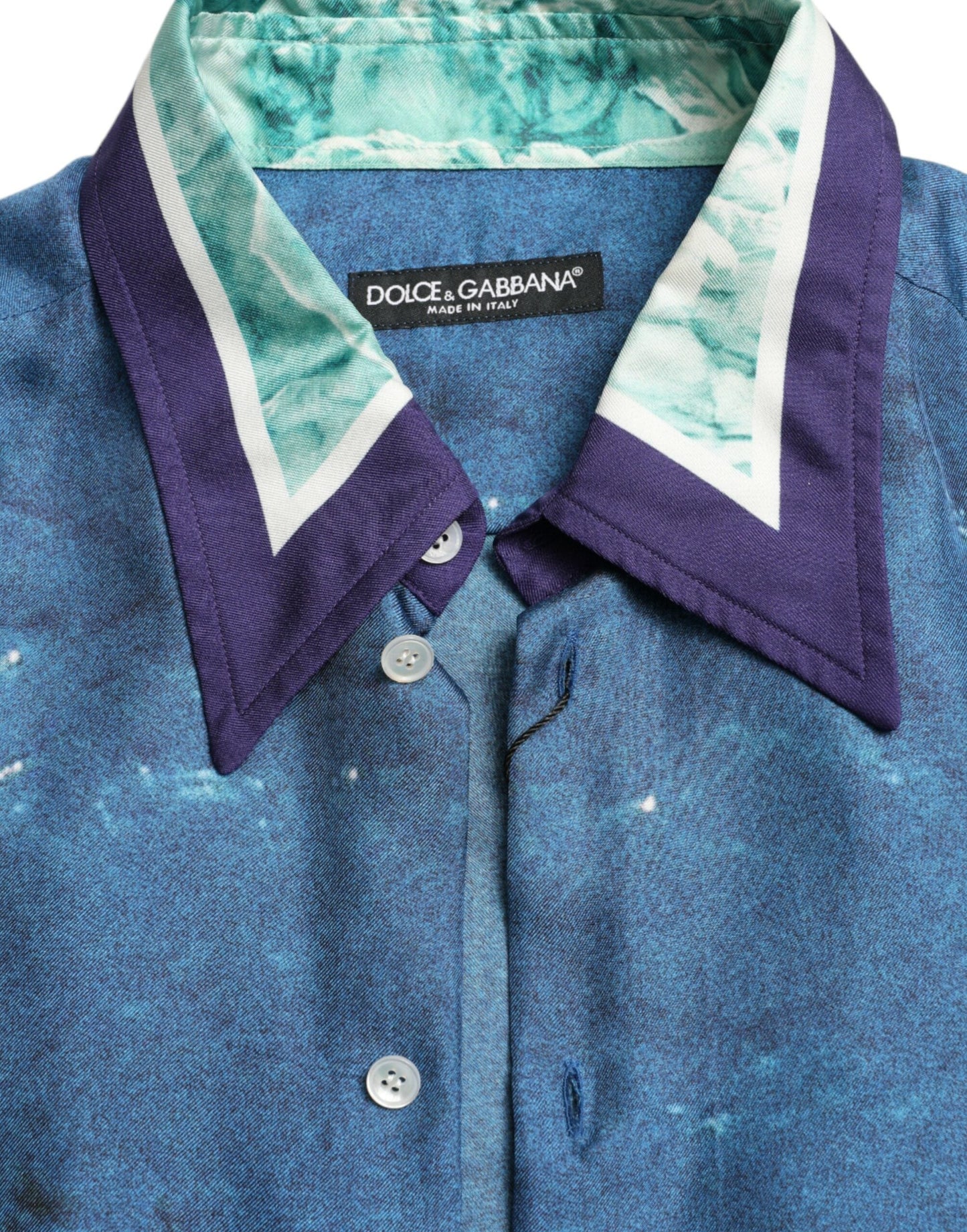 Dolce & Gabbana Elegant Ocean Print Silk Shirt - IT42 | XL