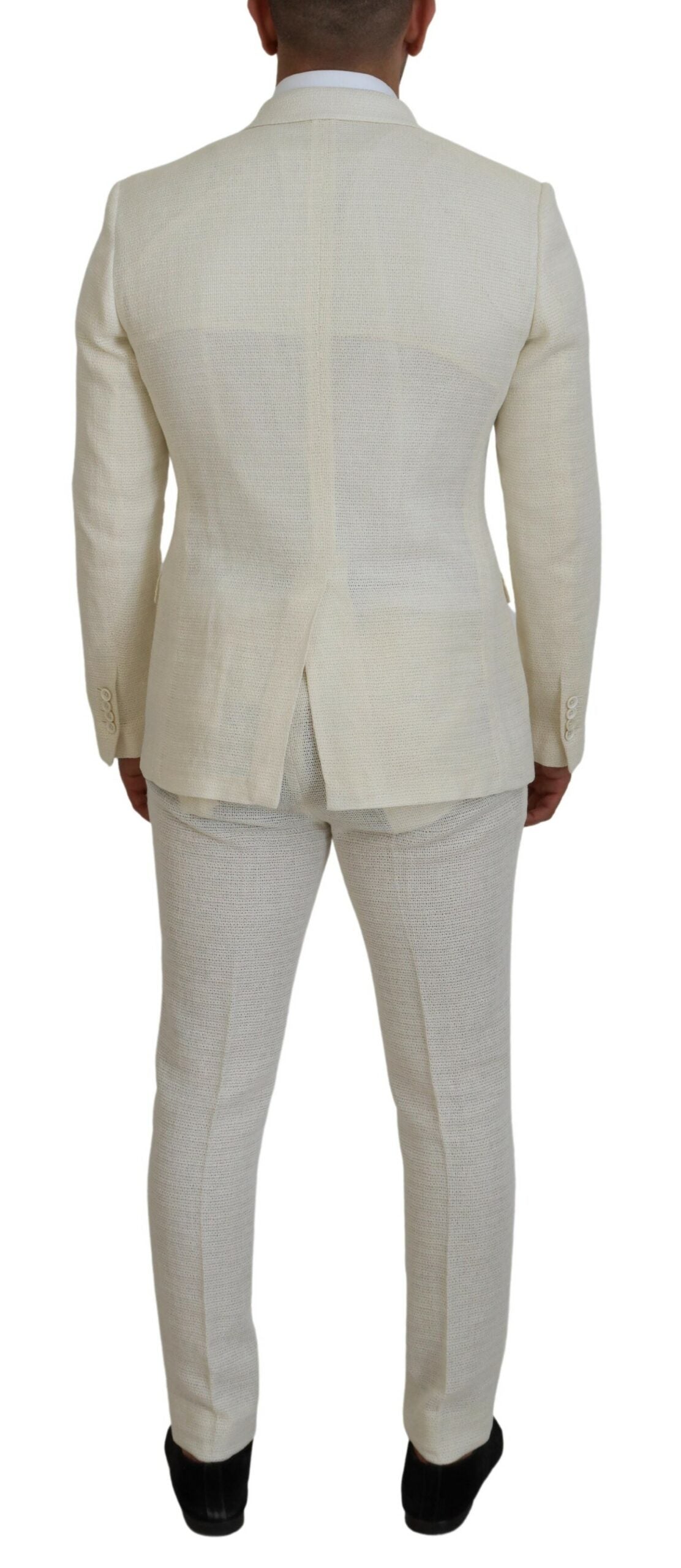 Dolce & Gabbana Elegant Off White Silk-Blend Suit - IT50 | L