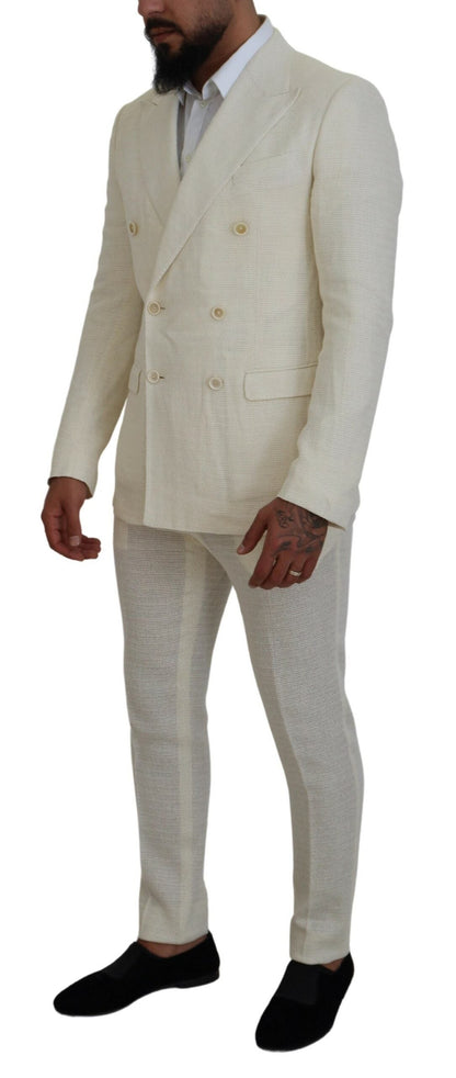 Dolce & Gabbana Elegant Off White Silk-Blend Suit - IT50 | L