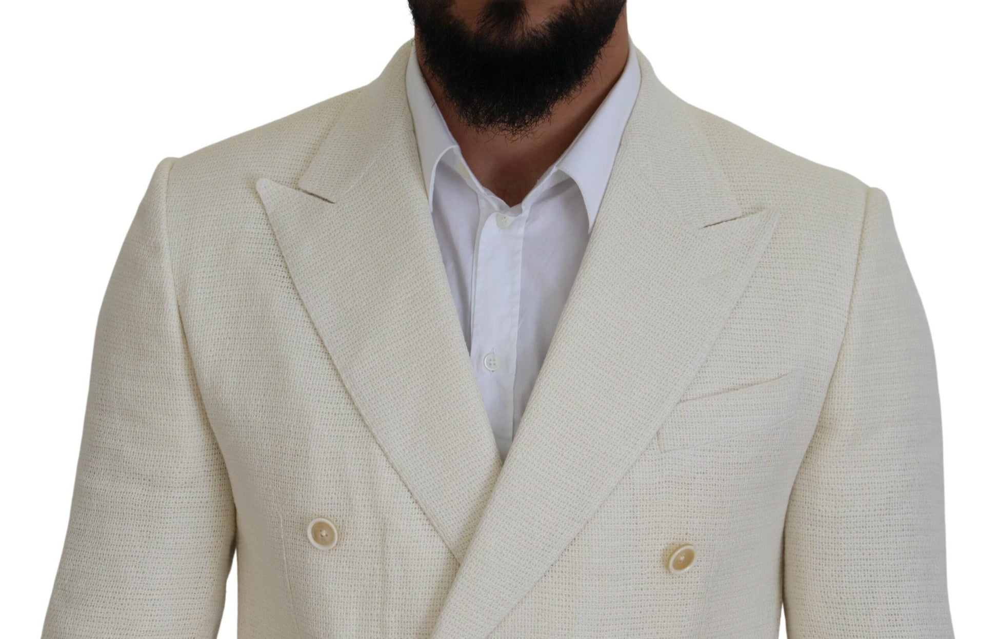 Dolce & Gabbana Elegant Off White Silk-Blend Suit - IT50 | L