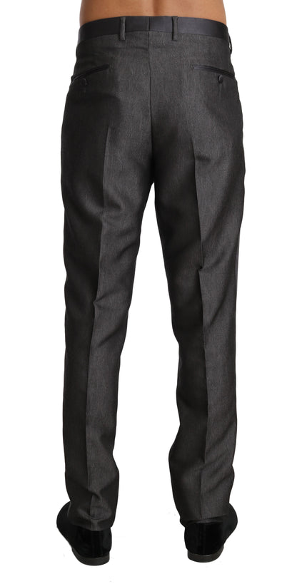 Dolce & Gabbana Elegant Patterned Gray Wool Blend Trousers - IT54 | XXL