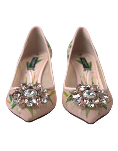 Dolce & Gabbana Elegant Pink Floral Crystal Pumps - EU36/US5.5